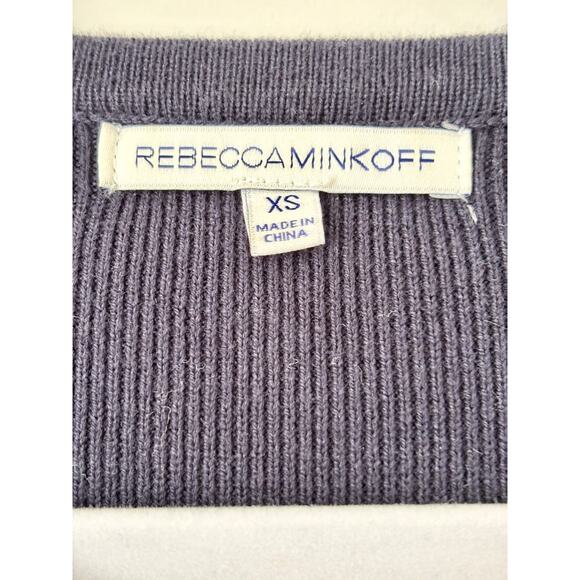 Rebecca Minkoff Cara Ruffle Bell Sleeve Pullover Sweater Navy Blue Women's XS - Picture 6 of 6